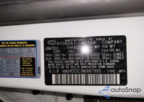 2021 Genesis Gv80 3.5T Awd Advanced z USA, uszkodzony, nr VIN KMUHCESC7MU067995